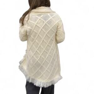 Cream Long Knit Cardigan